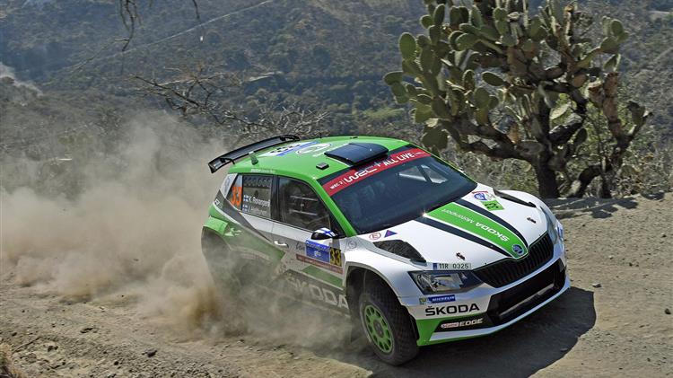 Η SKODA Fabia R5 στην πρώτη θέση στο Ράλλυ Μεξικού στη WRC 2