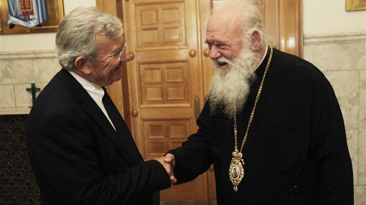  Συνάντηση του  Γ. Δημαρά με τον Αρχιεπίσκοπο Αθηνών και πάσης Ελλάδος, Ιερώνυμο   