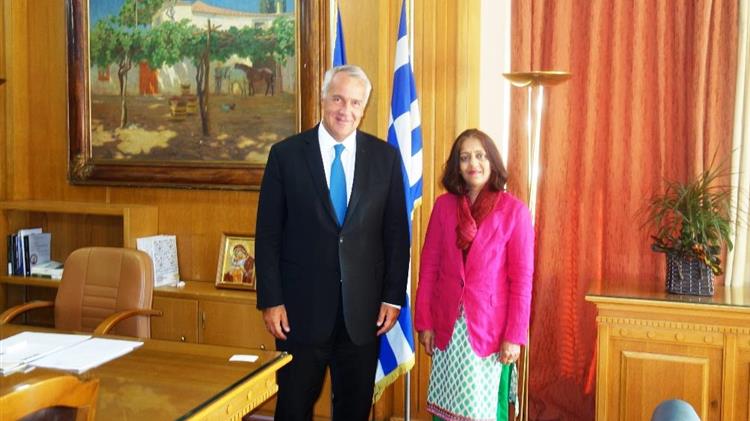 Συνάντηση του Μ. Βορίδη με την πρέσβειρα της Ινδίας, Jain Shamma