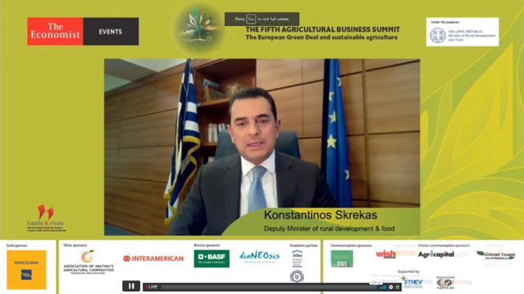 Σκρέκας στο Συνέδριο του Economist: Στόχος της Κυβέρνησης η διασφάλιση της βιωσιμότητας των Ελλήνων αγροτών