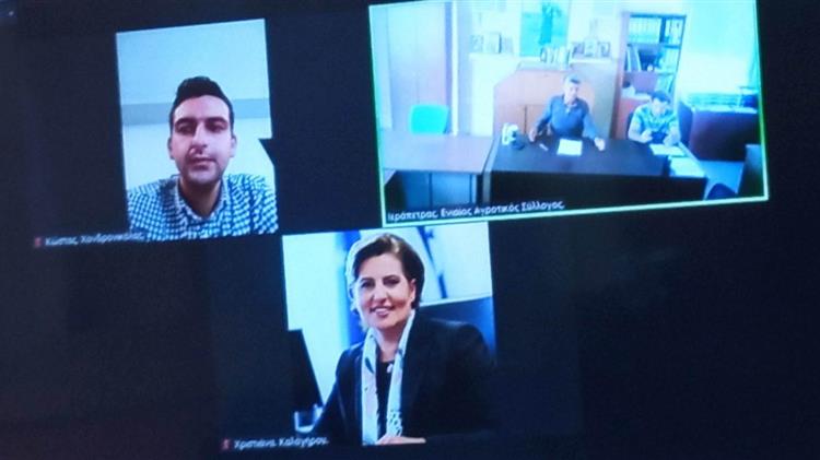 Τηλεδιάσκεψη Ενιαίου Αγροτικού Συλλόγου Ιεράπετρας  με την κ. Καλογήρου