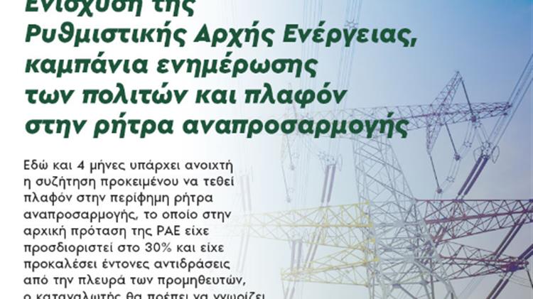 Ενίσχυση της ΡΑΕ, καμπάνια ενημέρωσης των πολιτών και πλαφόν στην ρήτρα αναπροσαρμογής