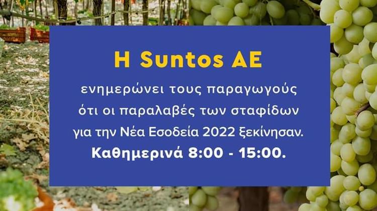 Η Suntos παραλαμβάνει Σταφίδα Σουλτανίνα