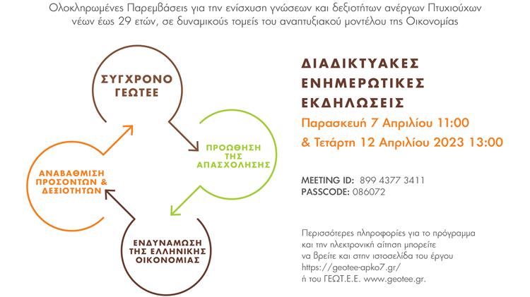 2η και 3η ενημερωτική εκδήλωση για ωφελούμενους προγράμματος ΓΕΩΤΕΕ