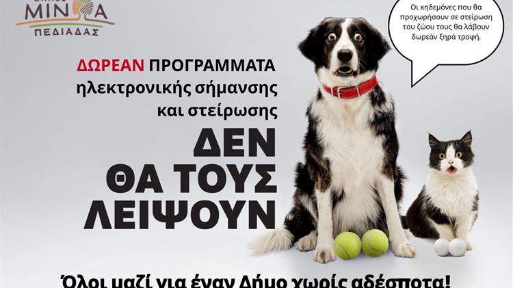 Δωρεάν κτηνιατρική δράση του Δήμου Μινώα Πεδιάδας για ευάλωτες κοινωνικές ομάδες και κτηνοτρόφους