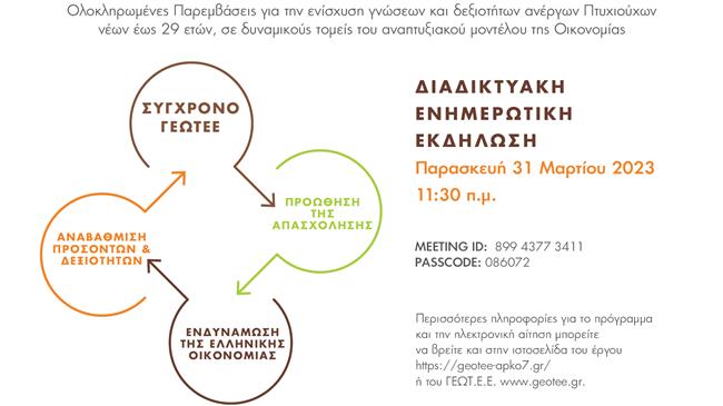 Ολοκληρωμένες Παρεμβάσεις για την ενίσχυση γνώσεων και δεξιοτήτων ανέργων Πτυχιούχων νέων έως 29 ετών