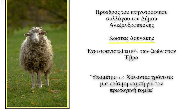 Δουνάκης στο Agrocapital: Έχει αφανιστεί το 10% των ζωών στον Έβρο