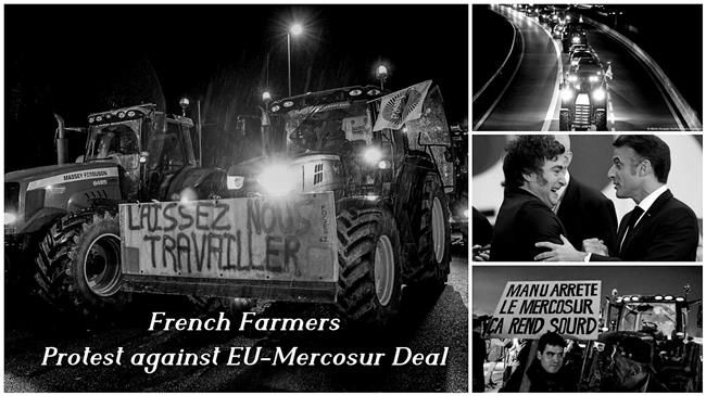 Μπλόκα και διαμαρτυρίες στη Γαλλία: Οι αγρότες διαδηλώνουν ενάντια στη συμφωνία Μερκοσούρ