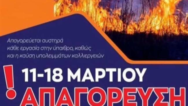 Κίνδυνος για πρόκληση πυρκαγιάς λόγω των ισχυρών ανέμων και των υψηλών για την εποχή θερμοκρασιών