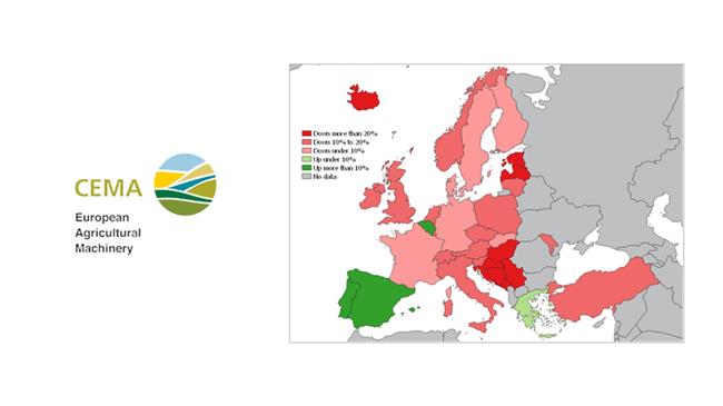 CEMA: Κατρακύλα δεκαετίας στις ταξινομήσεις τρακτέρ στην Ευρώπη το 2024