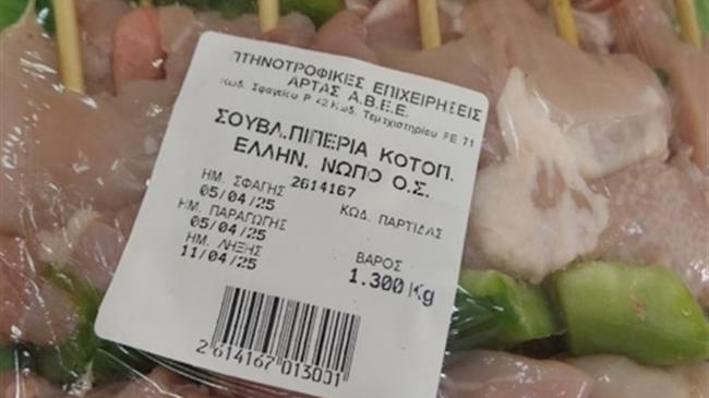 Ανάκληση προϊόντος -“Σουβλάκι κοτόπουλο με πιπεριά”