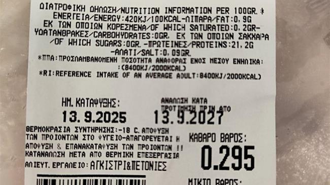 ΕΦΕΤ: Ανακαλείται κατεψυγμένος γλαύκος λόγω υψηλής συγκέντρωσης υδραργύρου